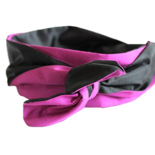 Bandeau cheveux rigide femme noir et mauve