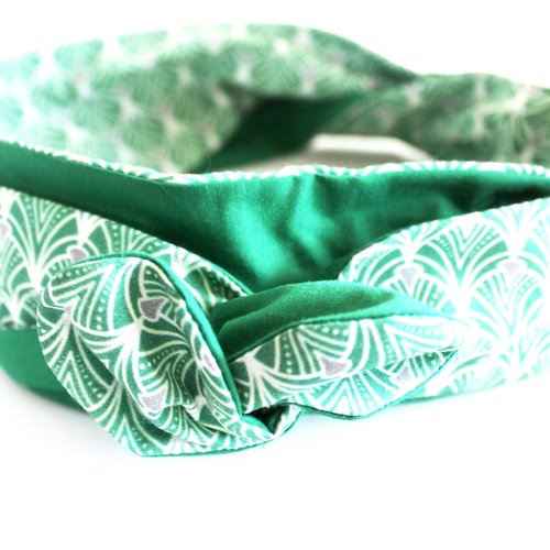 Bandeau cheveux rigide femme vert et blanc