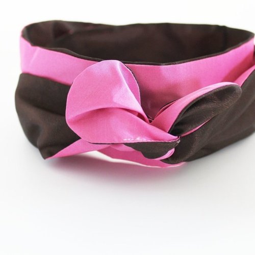 Bandeau cheveux rigide femme rose et marron