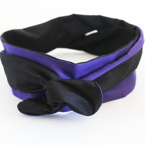 Bandeau cheveux rigide femme violet et noir
