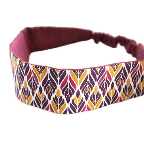 Bandeau cheveux femme jaune moutarde et prune