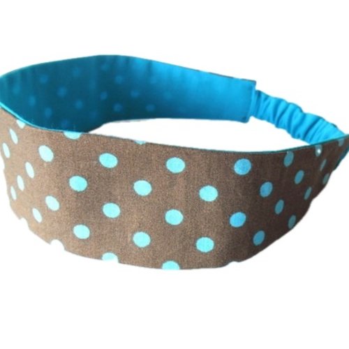 Bandeau cheveux enfant à pois marron et turquoise