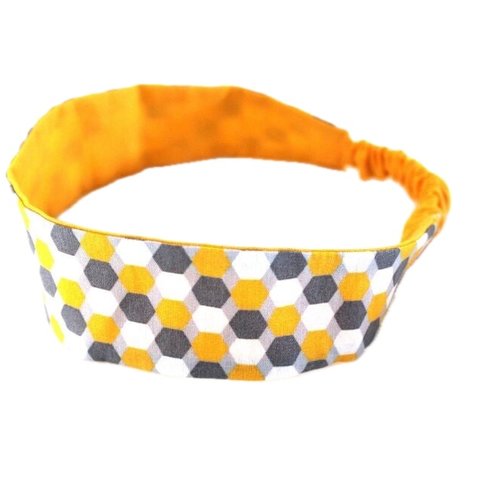 Bandeau bébé graphique jaune et gris