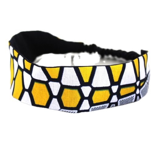 Bandeau cheveux femme africain wax jaune et marine
