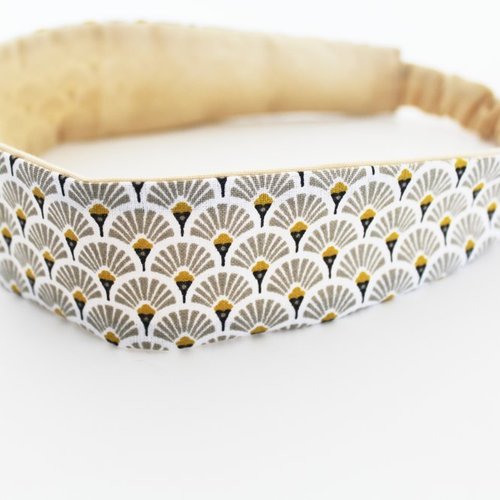 Bandeau cheveux femme beige et blanc