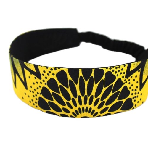 Bandeau cheveux femme africain wax jaune et noir