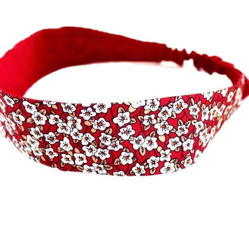 Bandeau cheveux femme fleurs rouge et blanc