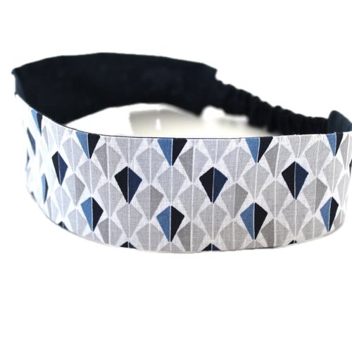 Bandeau cheveux femme gris et bleu