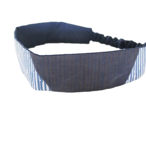 Bandeau cheveux femme bleu et beige