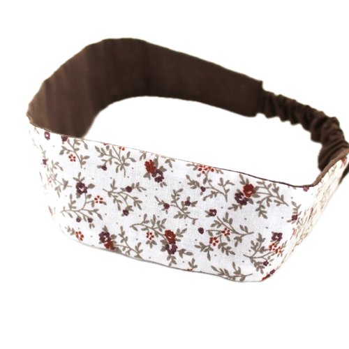 Bandeau cheveux femme fleurs marron et blanc