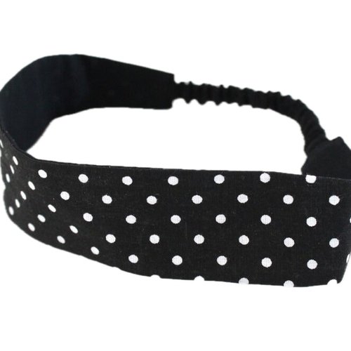 Bandeau cheveux femme à pois noir et blanc