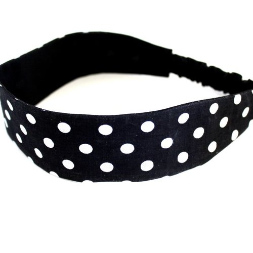Bandeau cheveux femme à pois noir et blanc
