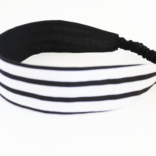 Bandeau cheveux femme rayé noir et blanc