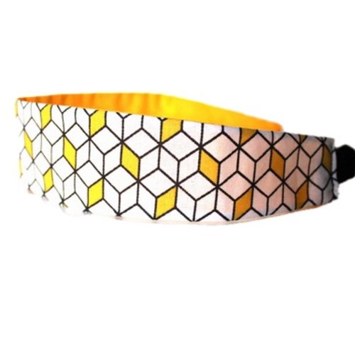 Bandeau cheveux femme graphique jaune et blanc