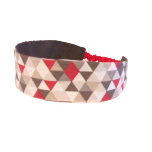 Bandeau cheveux femme graphique beige et rouge