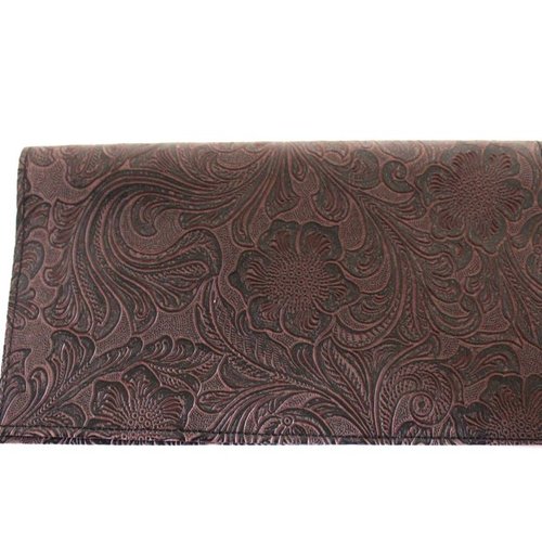 Porte chéquier en simili cuir brun et marron
