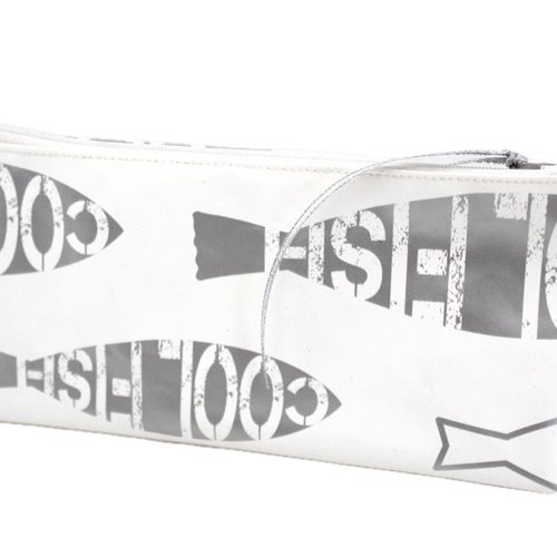Trousse à crayons poissons argentée et blanche * déstockage*