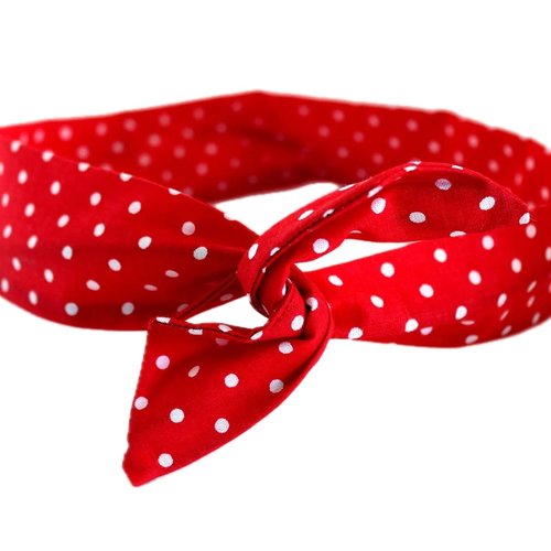 Bandeau cheveux rigide court à pois rouge et blanc