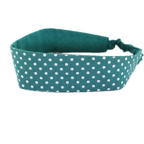 Bandeau cheveux femme pois vert émeraude et blanc