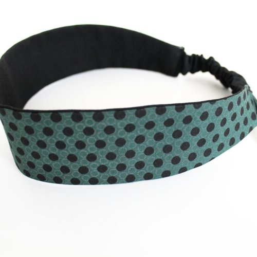 Bandeau cheveux femme à pois vert et noir