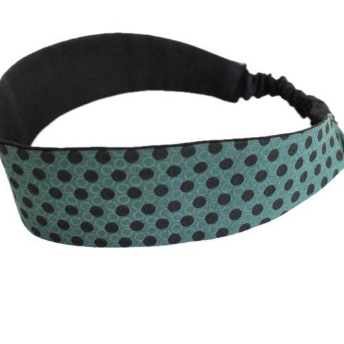 Bandeau cheveux femme à pois vert et noir