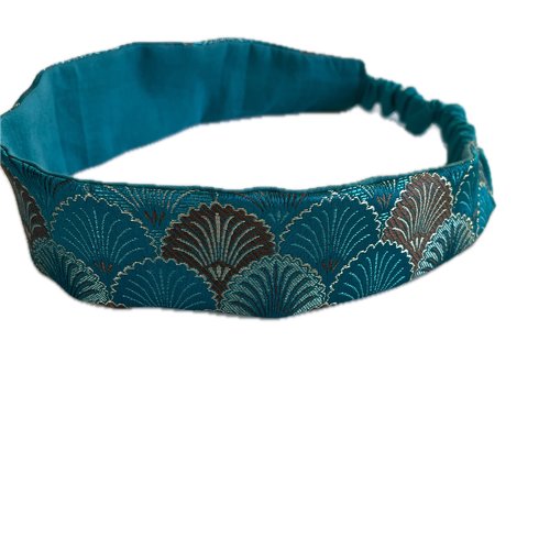 Bandeau cheveux femme taffetas turquoise