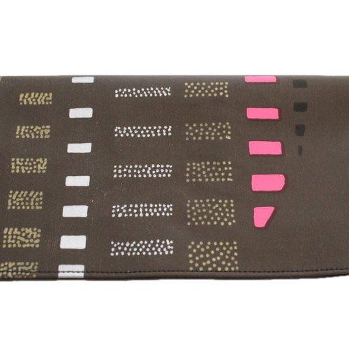 Porte chéquier femme marron et rose