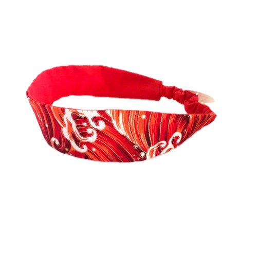 Bandeau cheveux femme rouge, orange et doré