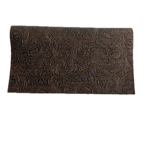 Porte chéquier en simili cuir marron et doré