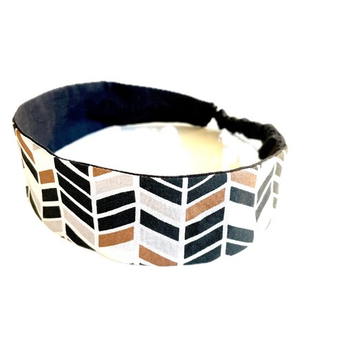 Bandeau cheveux femme marron, noir et cuivré