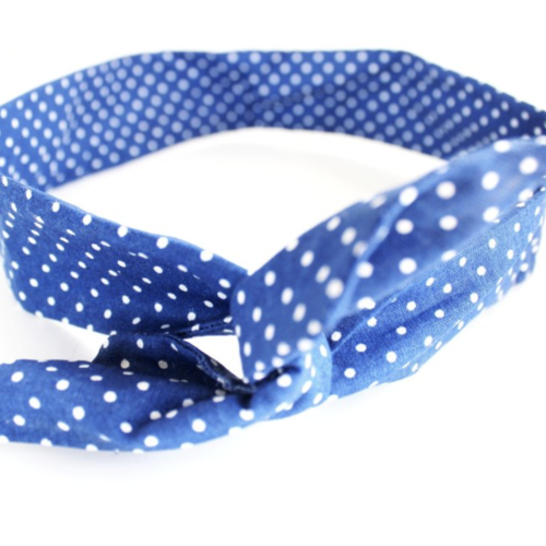 Bandeau rigide femme pois bleu et blanc