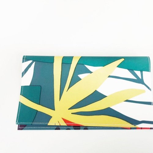 Porte chéquier femme imprimé tropical