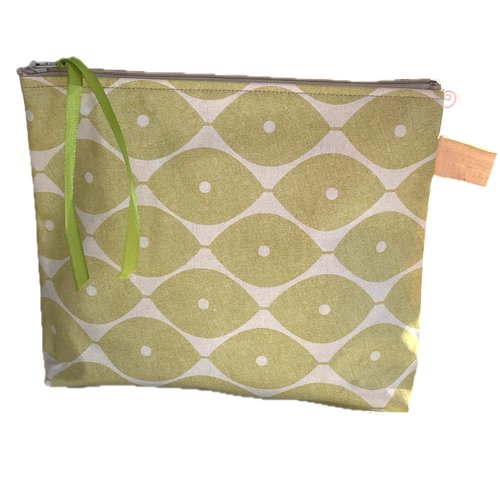 Trousse de toilette verte et beige