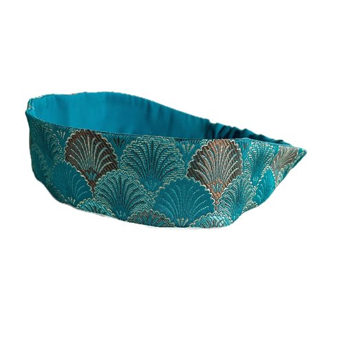 Bandeau cheveux femme taffetas turquoise