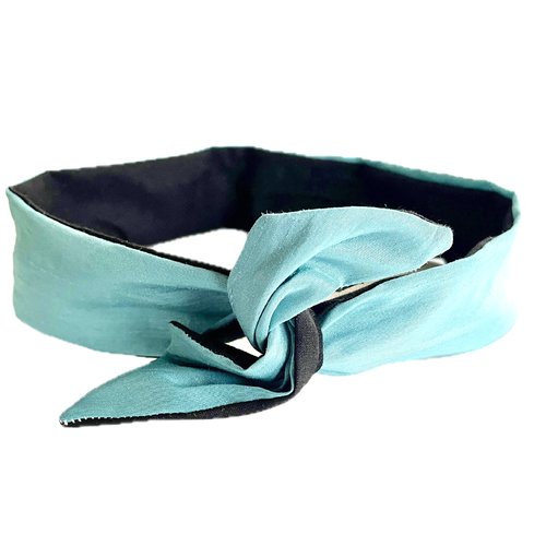 Bandeau rigide femme satiné turquoise et noir
