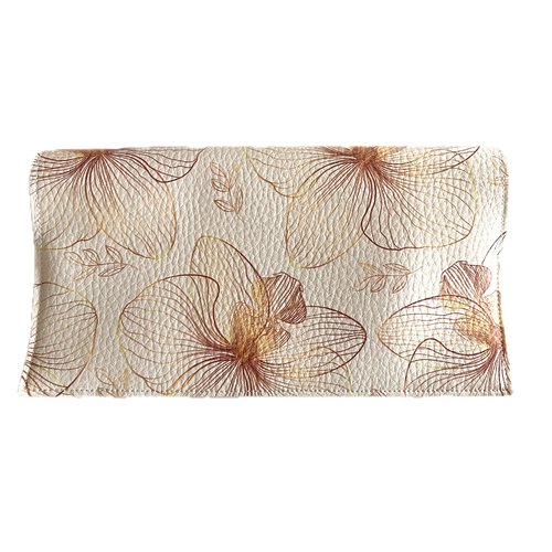 Porte chéquier en simili cuir fleurs dorées