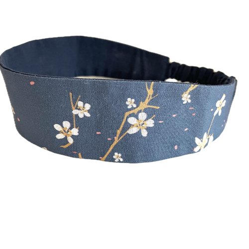 Bandeau cheveux femme fleurs bleu et blanc