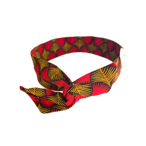 Bandeau rigide femme wax rouge et jaune