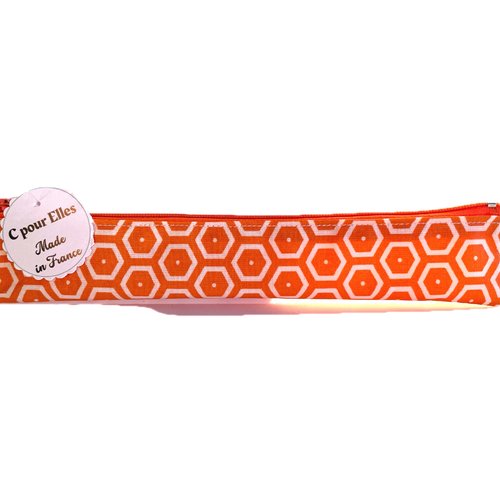 Trousse brosse à dents orange et beige