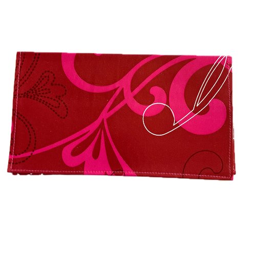 Porte chéquier femme bordeaux et rose