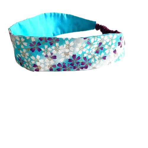 Bandeau cheveux enfant turquoise, mauve et blanc