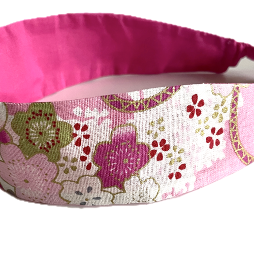 Bandeau cheveux fille fleurs rose et blanc