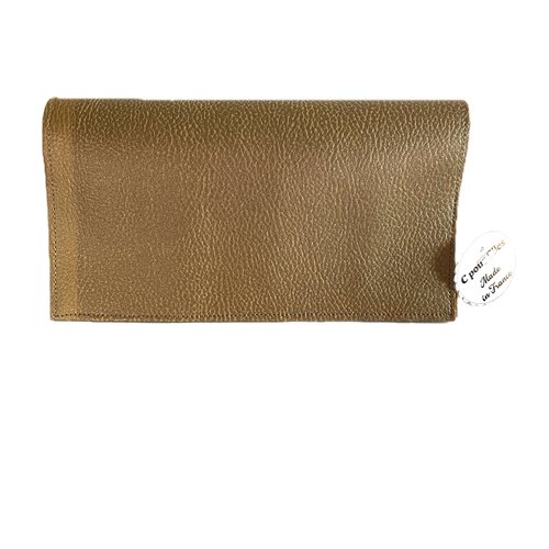 Porte chéquier en simili cuir doré