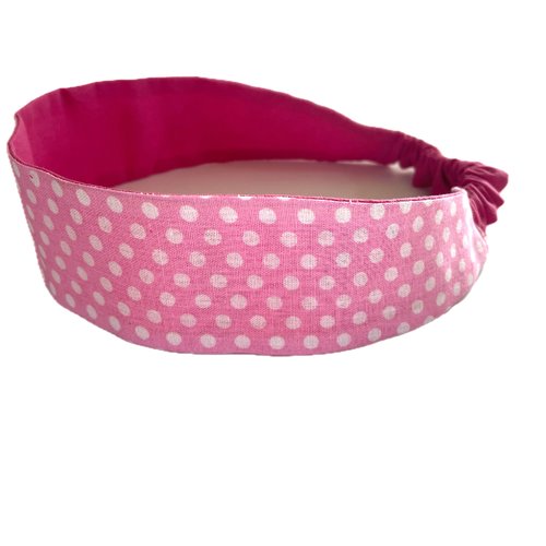 Bandeau cheveux fille pois rose et blanc