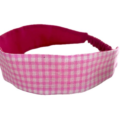 Bandeau cheveux fille vichy rose et blanc