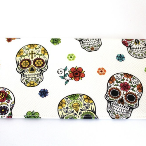 Porte chéquier têtes de mort en simili cuir