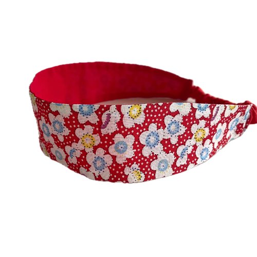 Bandeau cheveux fille fleurs rouge et multicolore