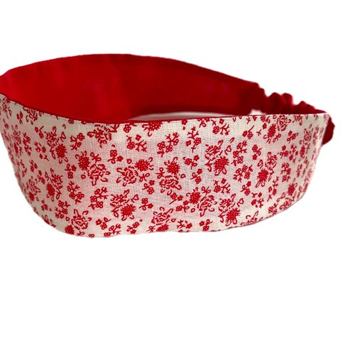 Bandeau cheveux fille fleurs rouge et blanc
