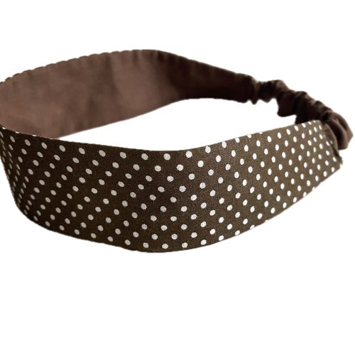 Bandeau cheveux femme pois marron et blanc