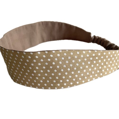Bandeau cheveux femme pois beige et blanc